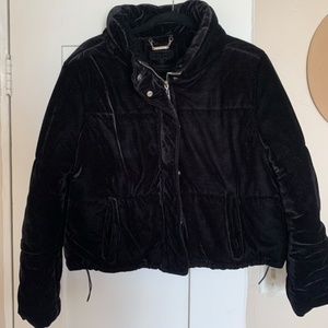 Black Velvet Puffer Jacket